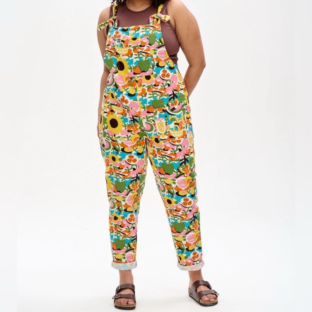 Lucy & Yak x Asahi Nagata Colorful Picnic Print Jumpsuit Overalls Size Womens 10